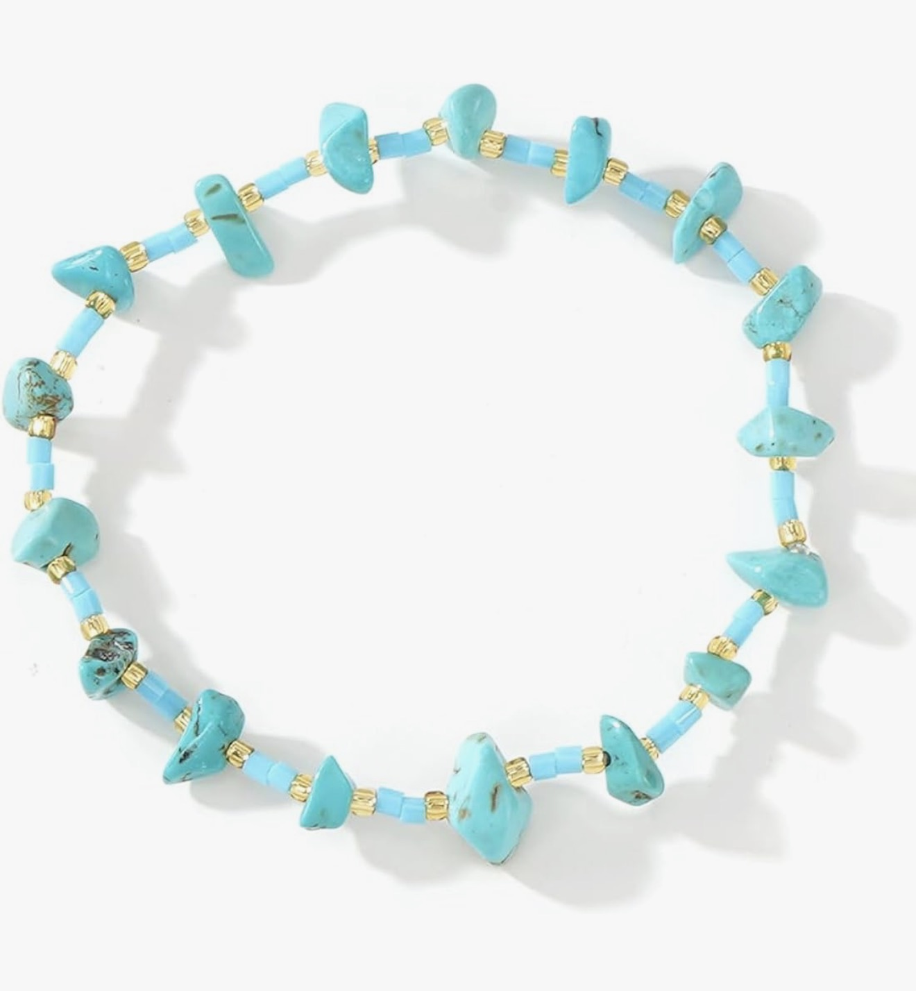Genuine Turquoise Summer Beach Beaded Stretch Bracelet