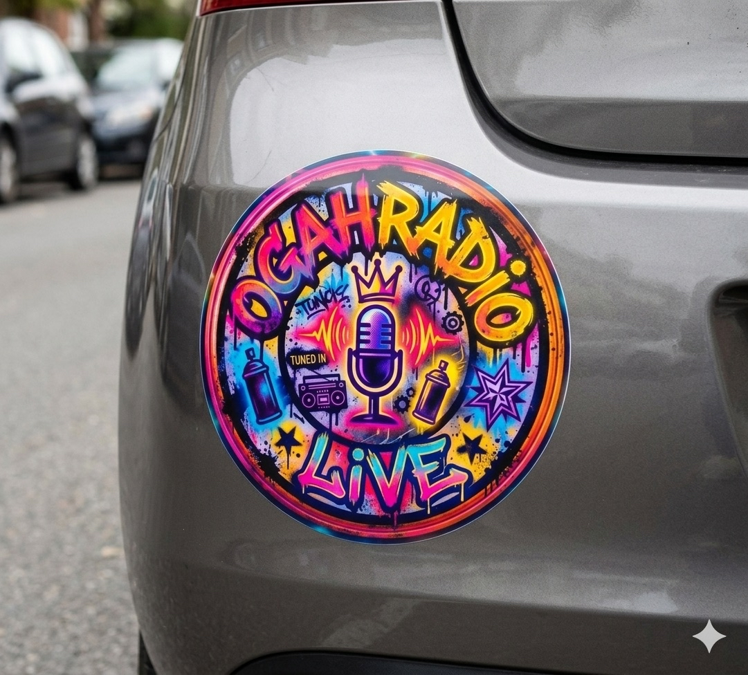 OGAHRADIO.live - Round Stickers 3” (6 Pack) - Image 4