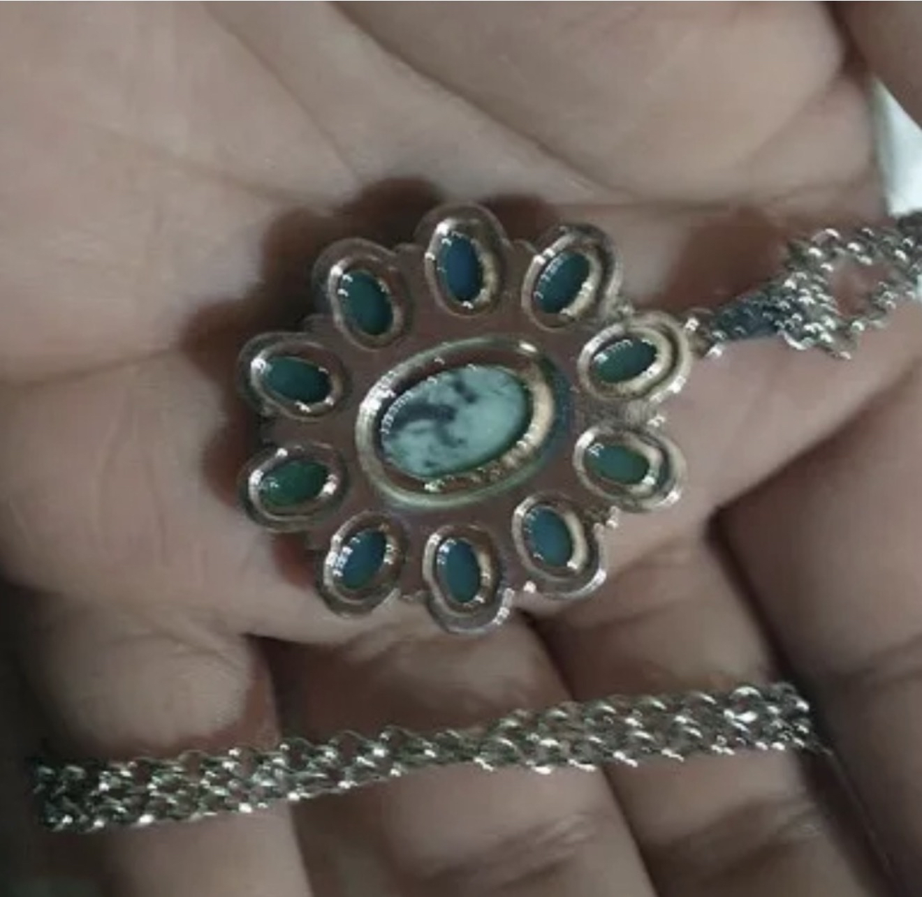 New Sterling Silver Natural Grossularite Garnet Green Chalcedony Boho Necklace - Image 4