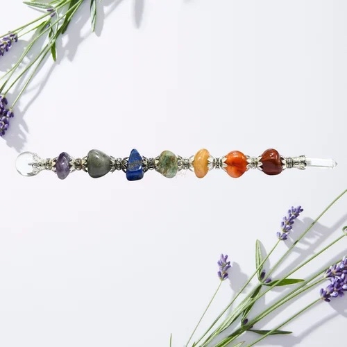 7-Chakra Gemstone Healing Wand Handcrafted by Nerdy! - Image 3